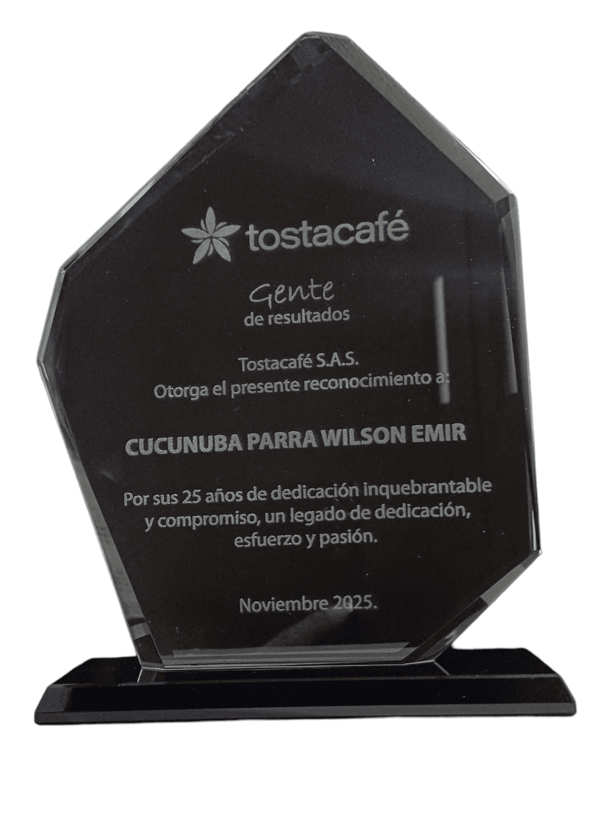 Placa de Reconocimiento Tostacafé