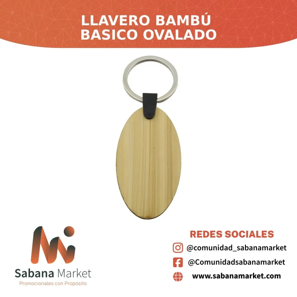 Llavero Bambú Basico Ovalado