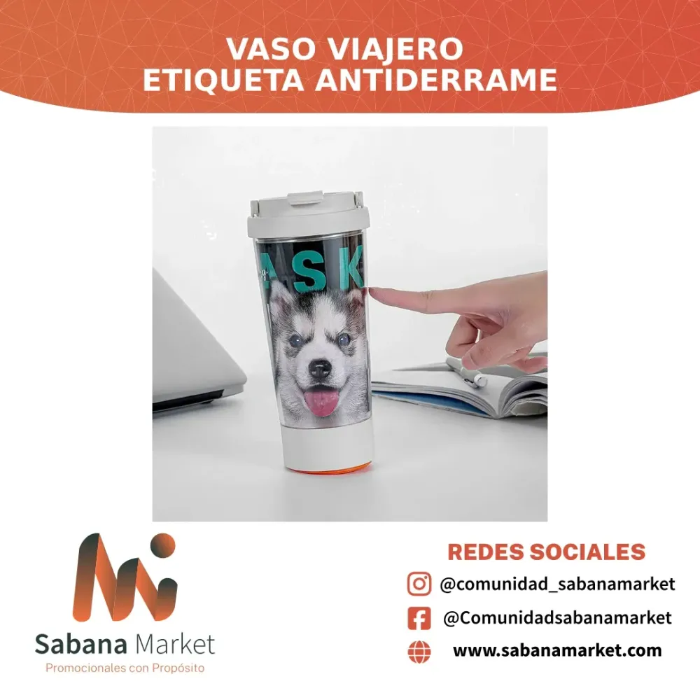 Vaso Viajero Etiqueta Antiderrame