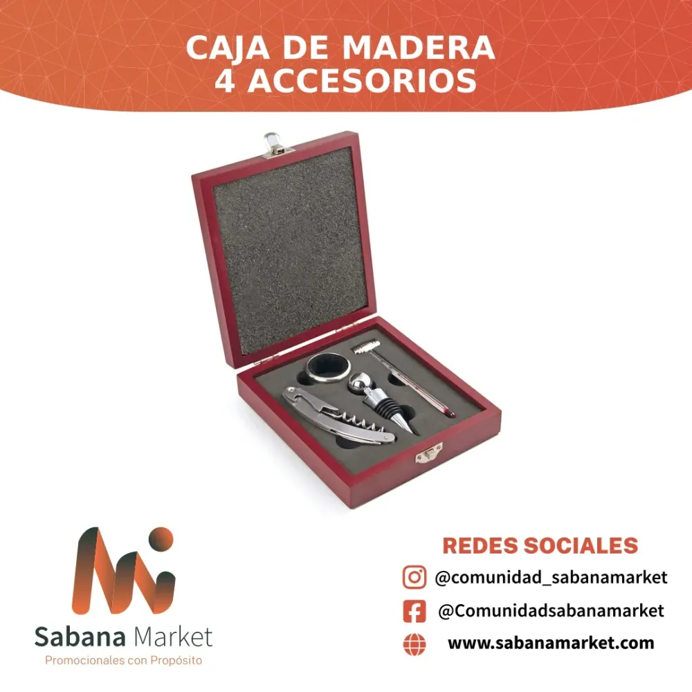 Caja de Madera 4 Accesorios