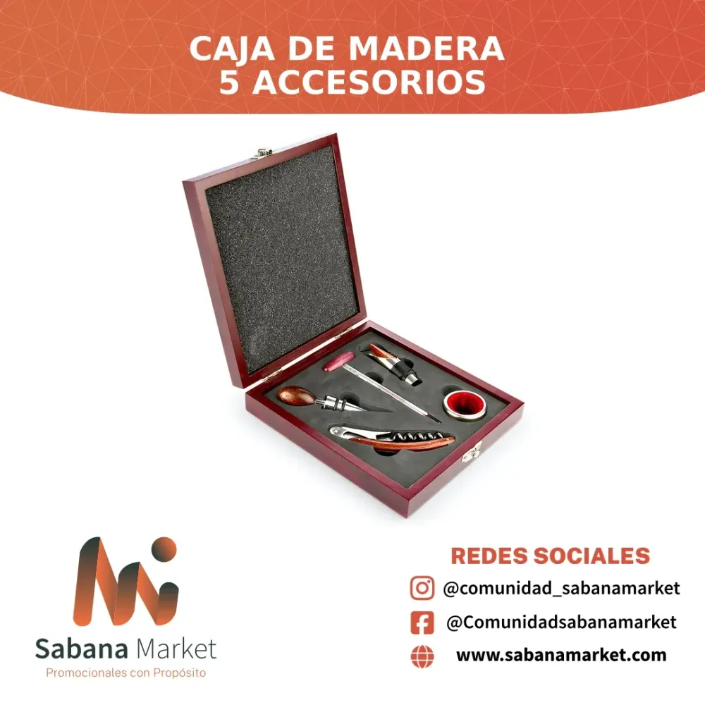 Caja de Madera 5 Accesorios