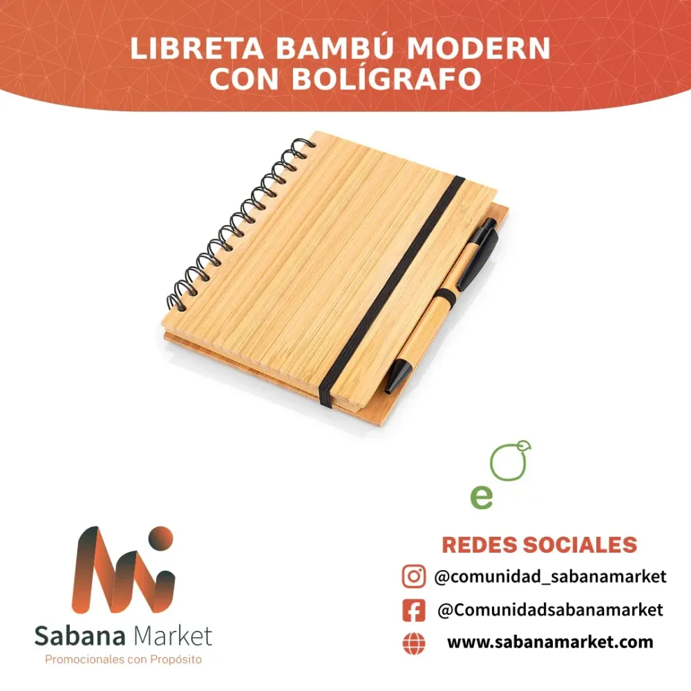 Libreta Bambú Modern con Bolígrafo