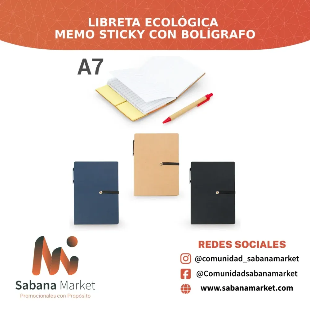 Libreta Ecológica Memo Sticky con Bolígrafo