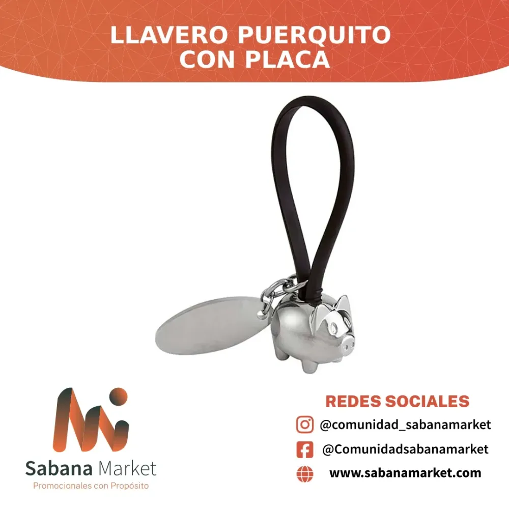 Llavero Puerquito con Placa